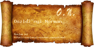 Oszlányi Norman névjegykártya